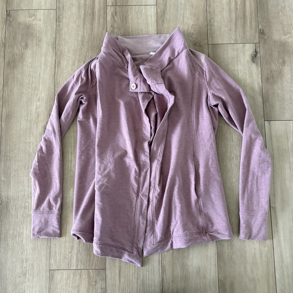 Lululemon Coast Wrap Jacket Size 6 Chalky Rose Funnel Neck Cacoon Wrap Casual